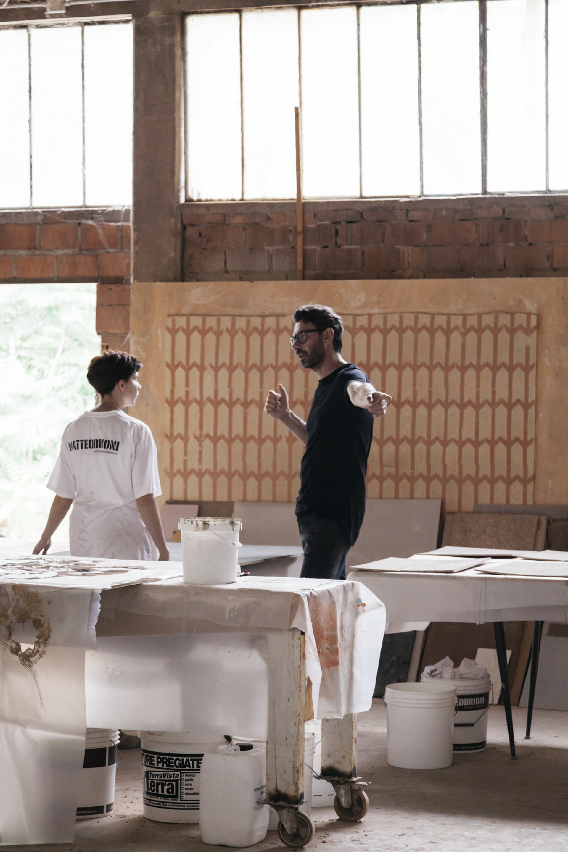 Matteo Brioni and his artisans in the atelier, photo by Lea Anouchinsky