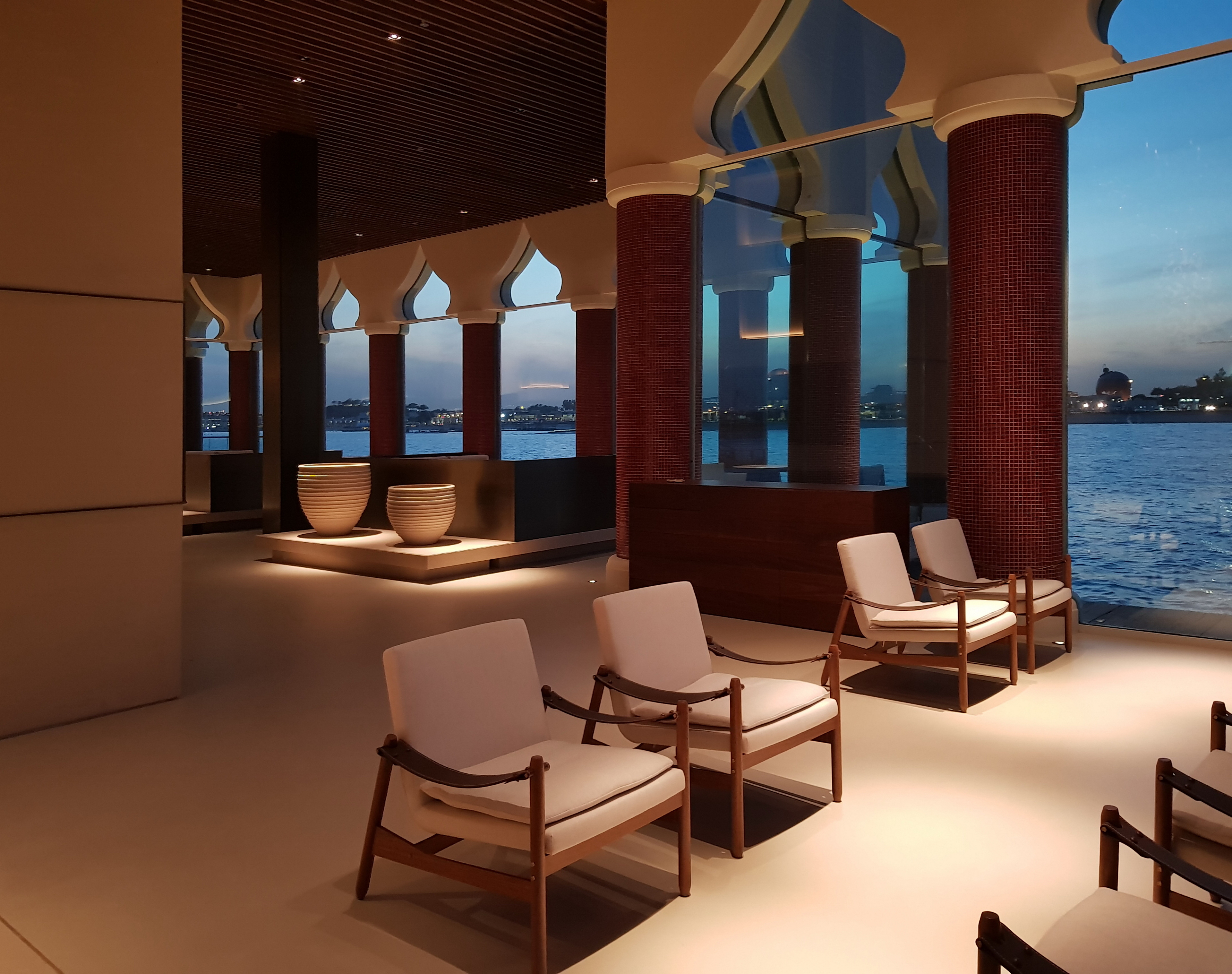Marsa Katara restaurant in Doha, Qatar, by AlMana Group made with TerraEvoca 2 Layers Travertino Custom