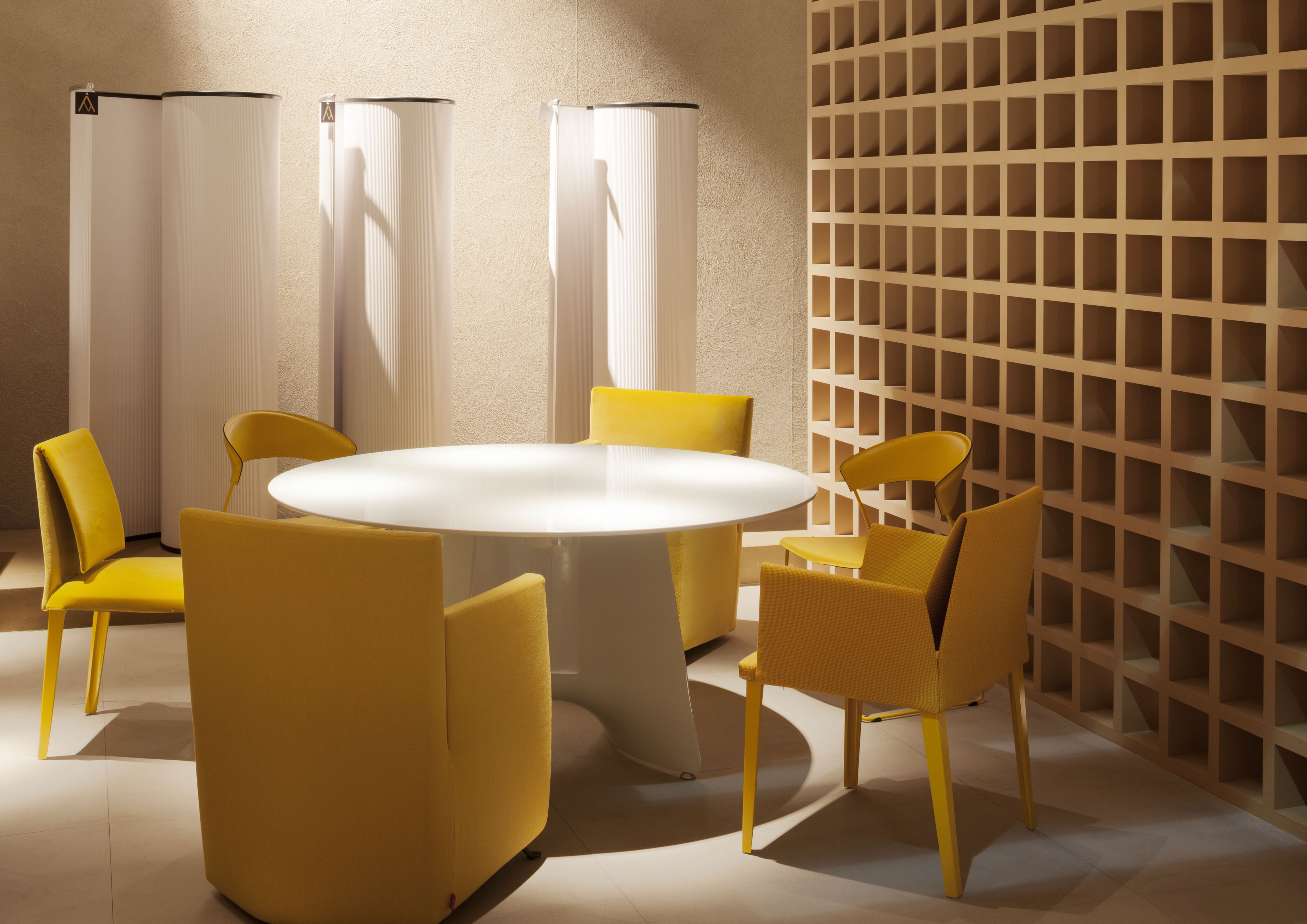 Stand Baleri in the Salone del Mobile Milano, made with MultiTerra Smooth Cannella, photo by Alberto Strada