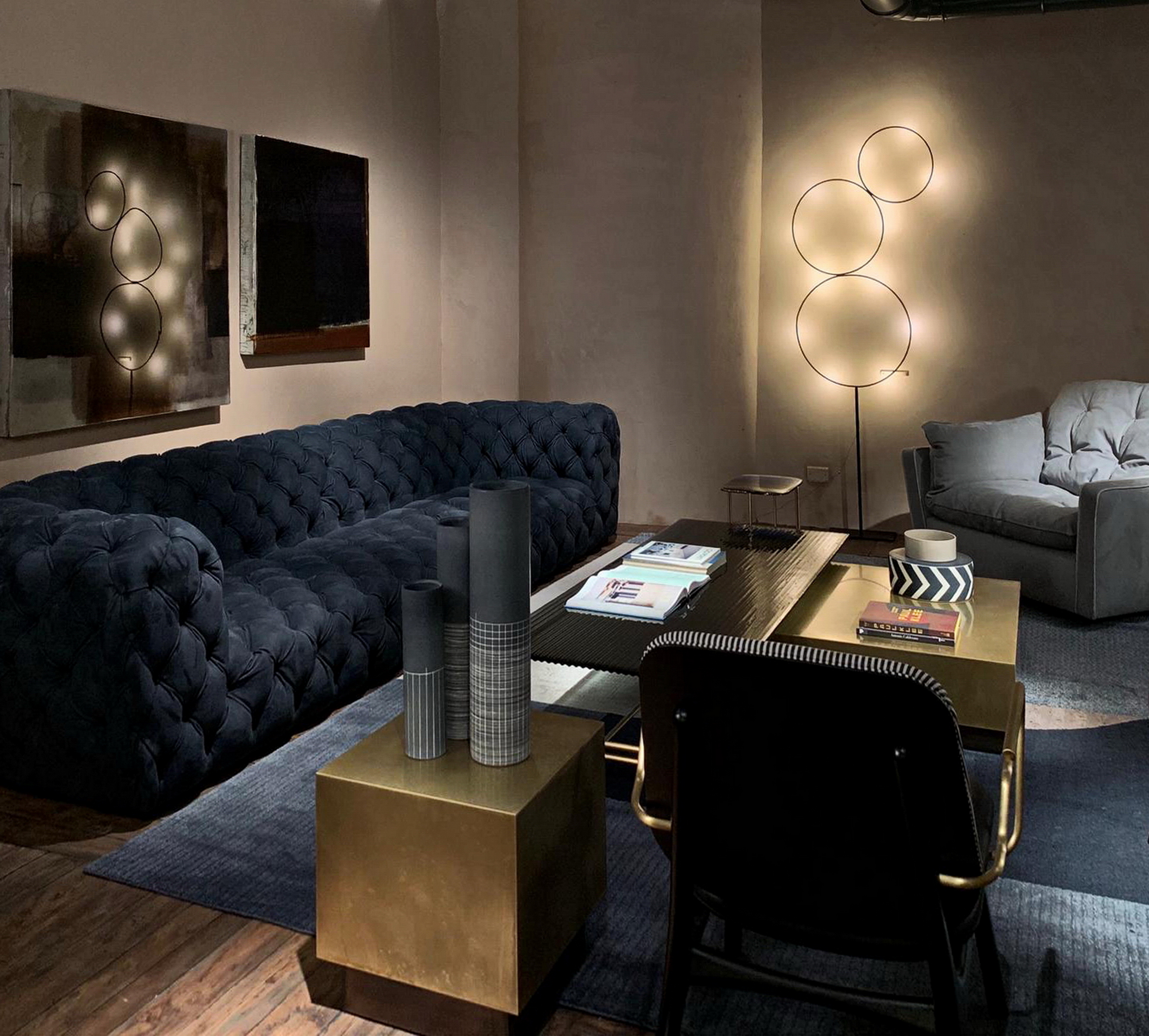 Baxter showroom in Rome by Baxter made with TerraVista Wabi Sale Grigio, photo by Silvana Spera