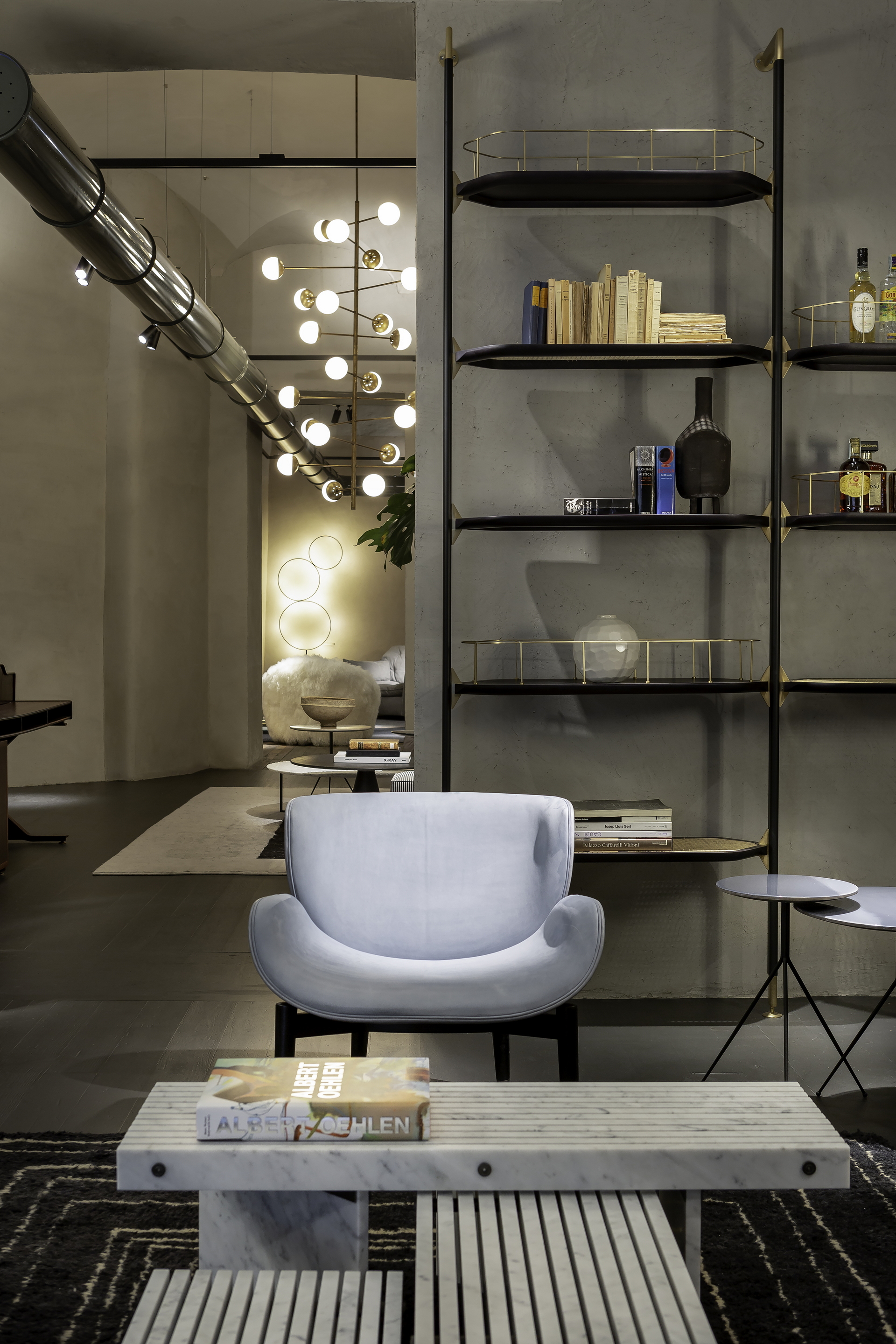 Baxter showroom in Rome by Baxter made with TerraVista Wabi Sale Grigio, photo by Silvana Spera