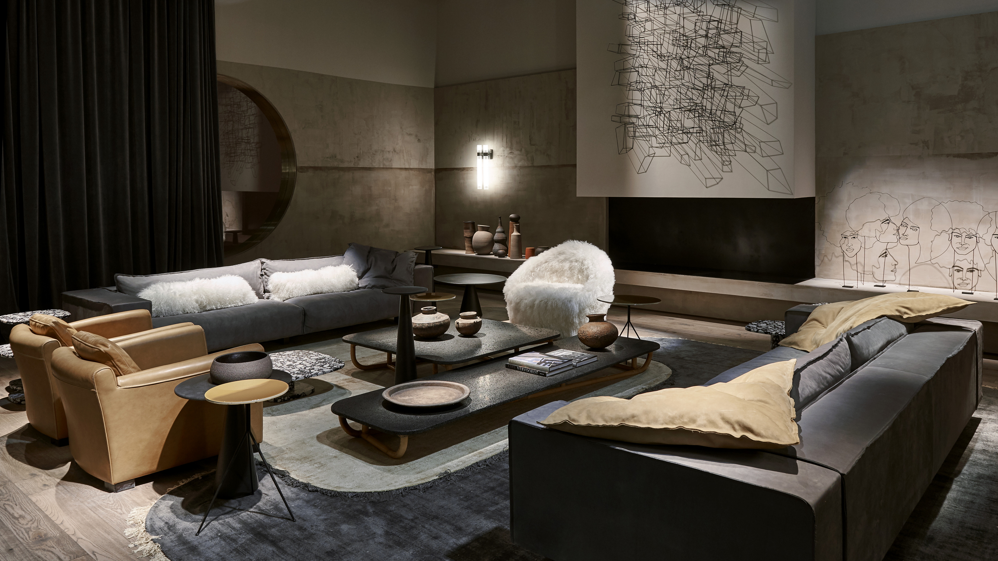 Baxter stand in the Salone del Mobile, Milan, made with TerraVista Wabi Sale Grigio, photo by James Stokes