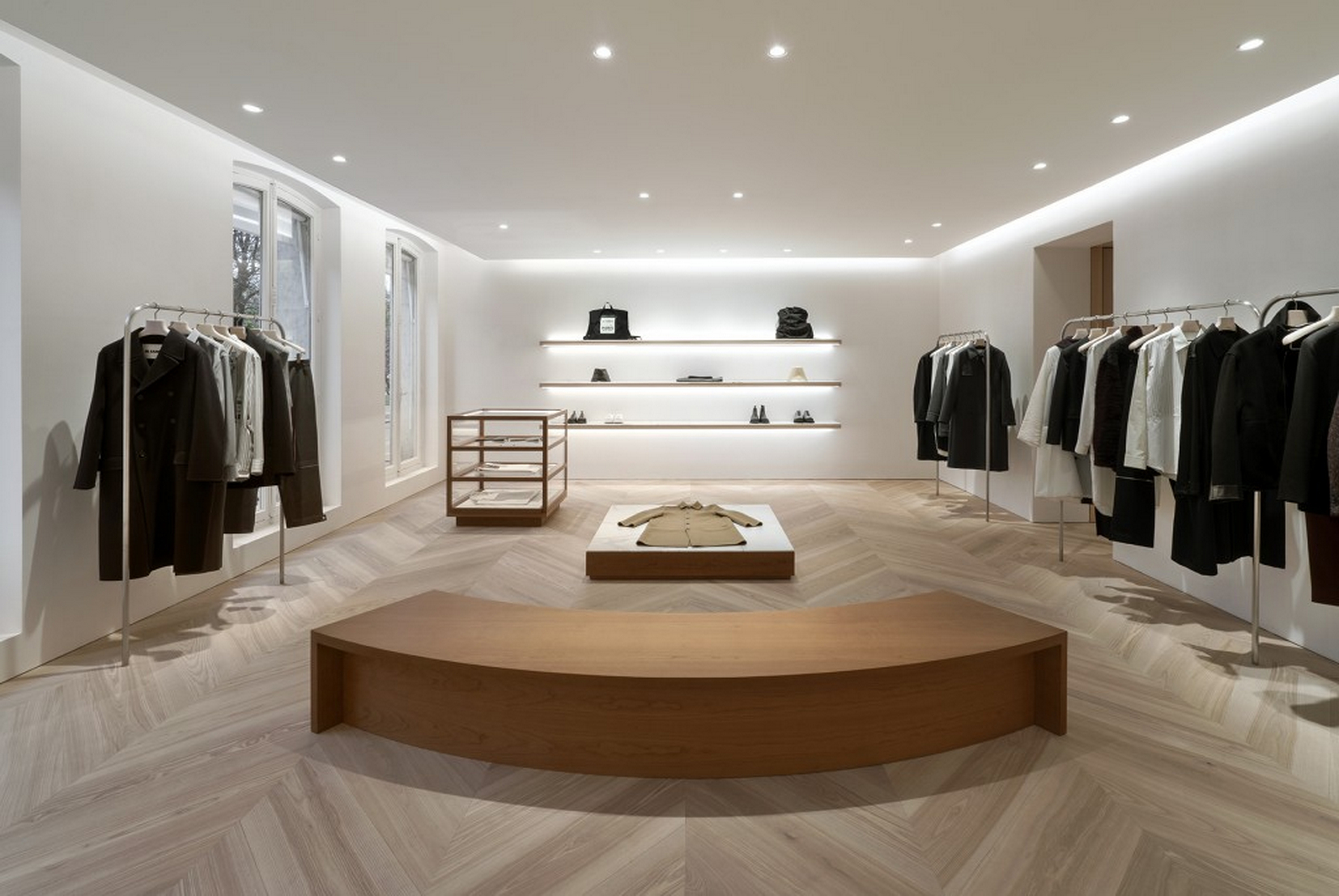 Shop Jil Sander in Paris by John Pawson made with TerraCalix Smooth Custom by Matteo Brioni, photo by Andrea Martiradonna