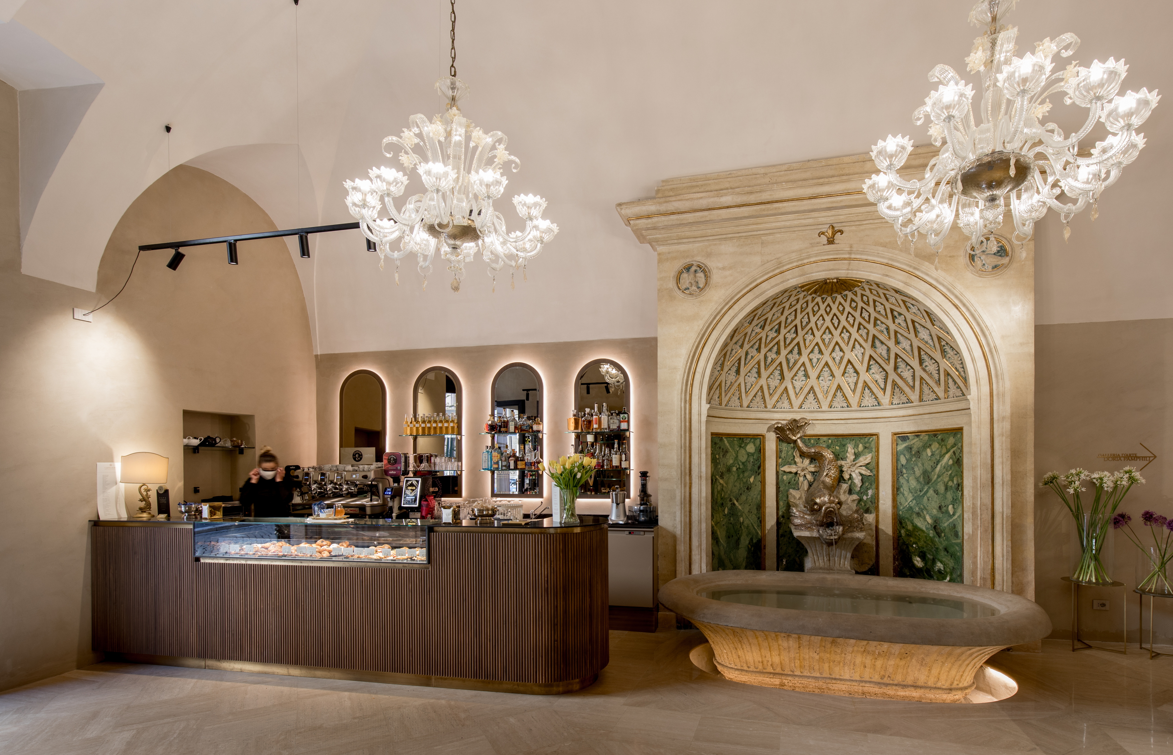 Caffè Doria in Rome, by GA.PI.RO.MA Srl, made with TerraVista Structured Plus Panna photo by Giampaolo Pauselli