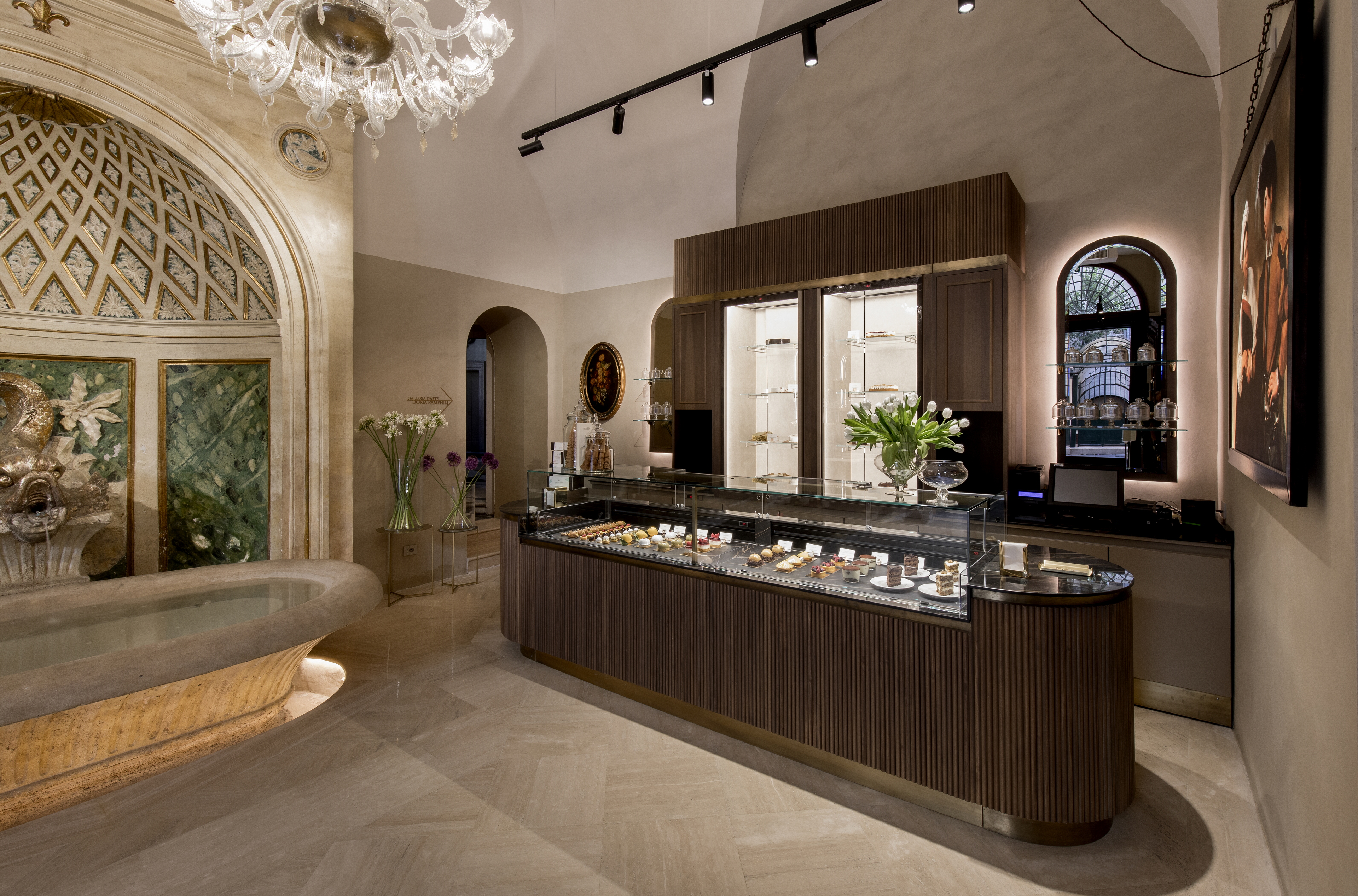 Caffè Doria in Rome, by GA.PI.RO.MA Srl, made with TerraVista Structured Plus Panna photo by Giampaolo Pauselli