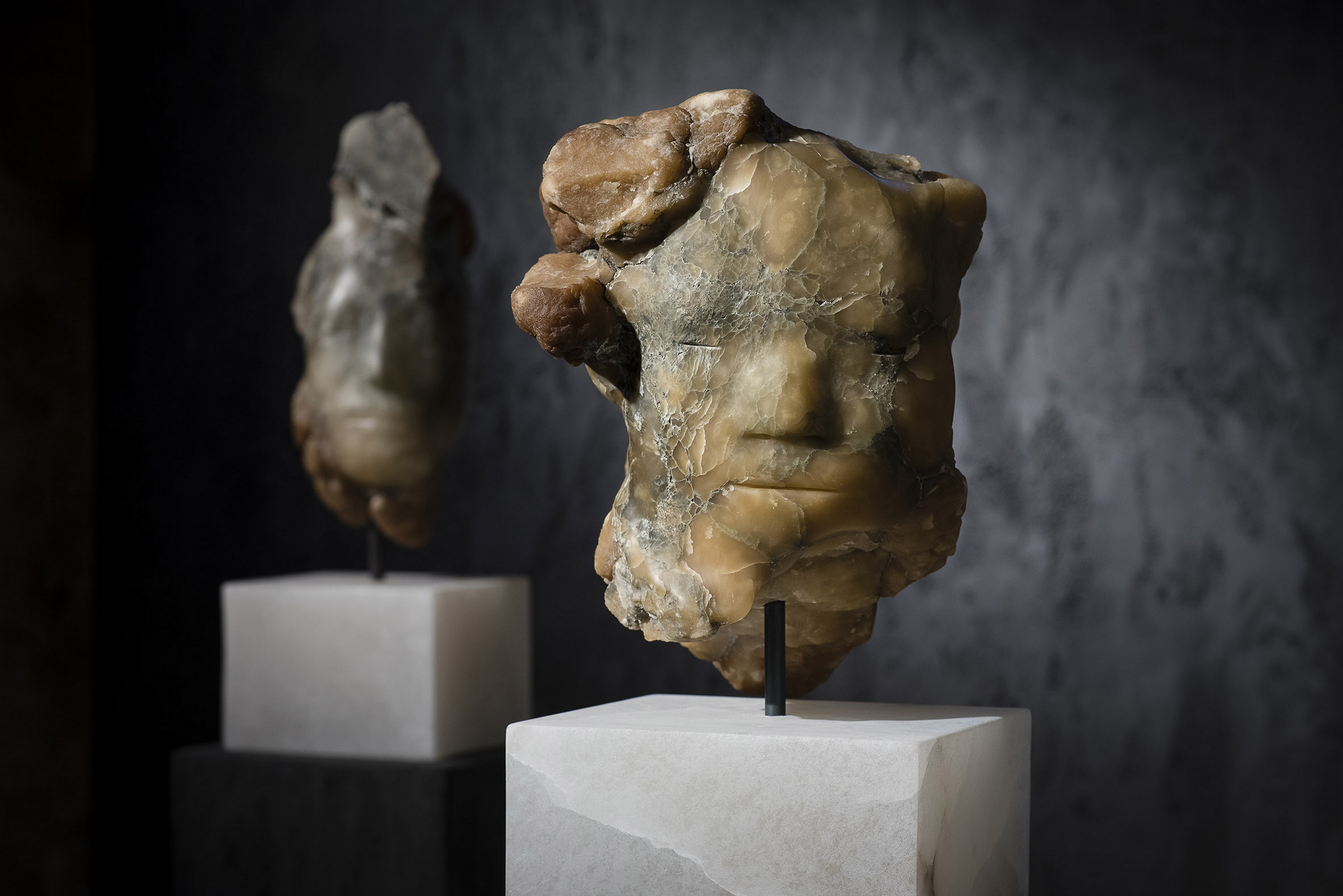 Enlightened Stone exhibition in Volterra, Pisa, by Roberta Busato, made with MultiTerra Smooth Pepe Nero, photo by Simone Stanislai