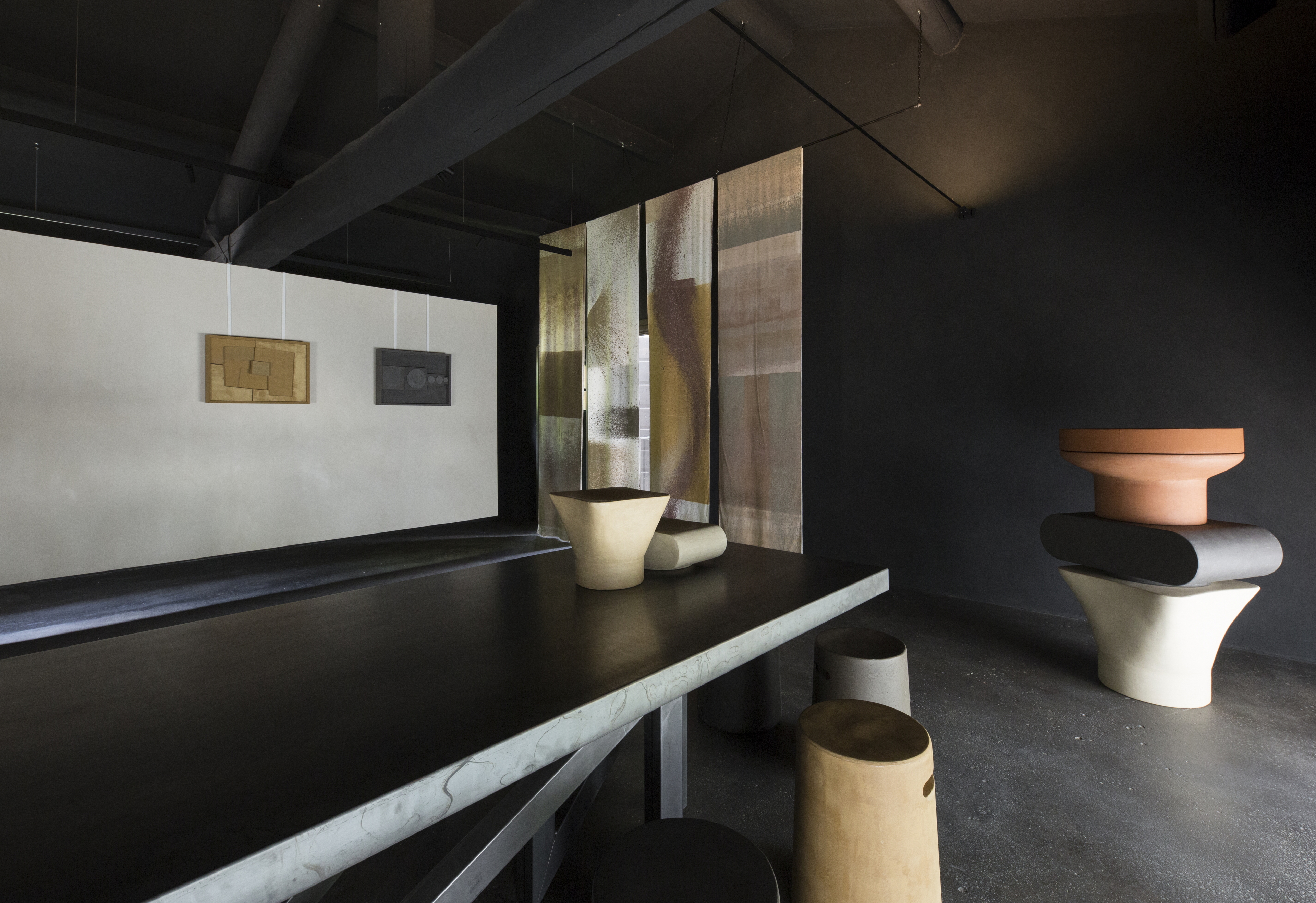 Matteo Brioni headquarter showroom in Ganzaga, Mantua, by Giovanni Bergamaschi, made with TerraTon Floor Wabi Pepe Nero, photo by Giuseppe Gradella