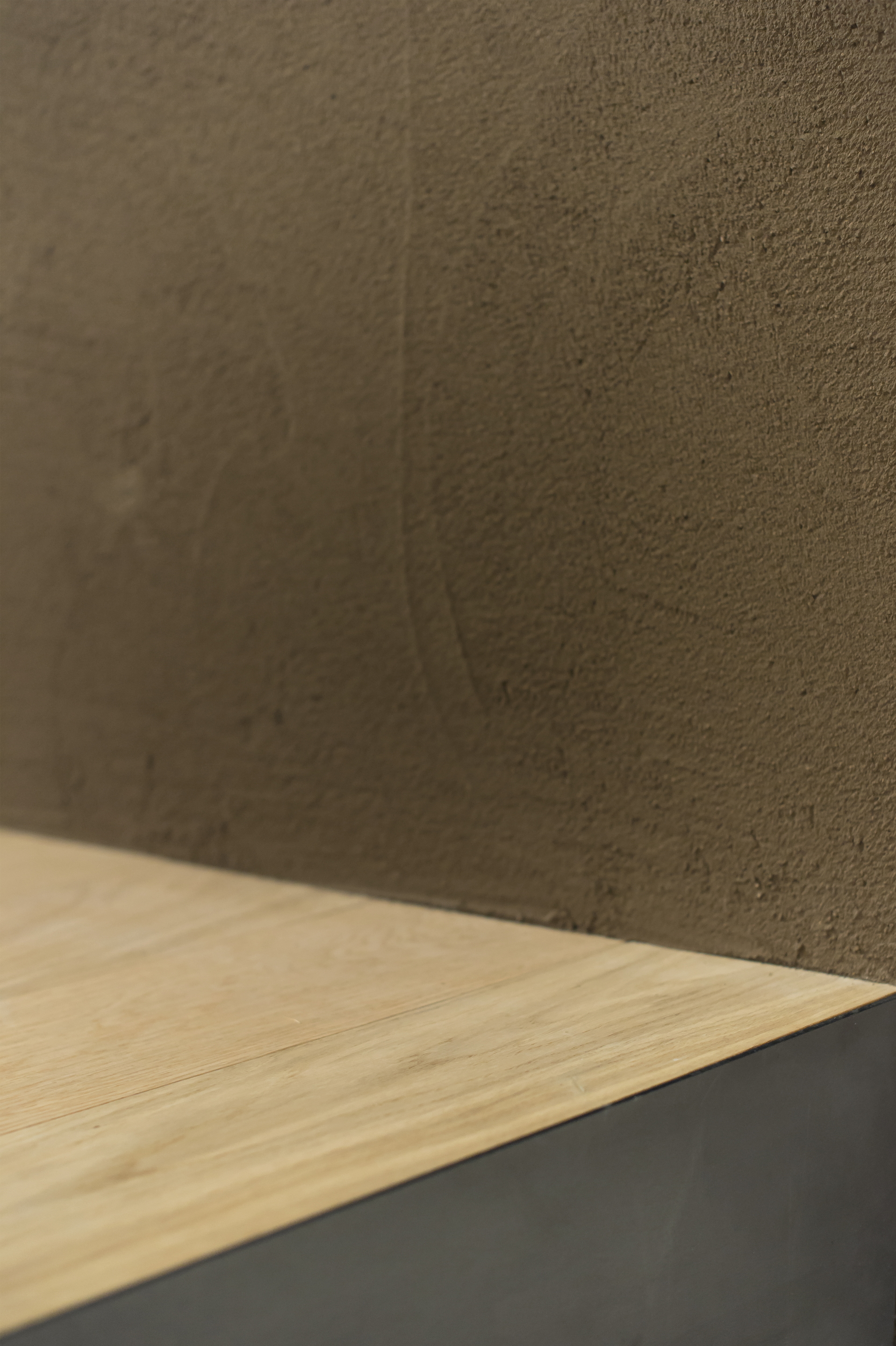 Matteo Brioni's fine-grained clay plaster TerraVista Smooth Cacao color for a private apartment in Turin by R3Architetti, photo by Carlo Mossetti