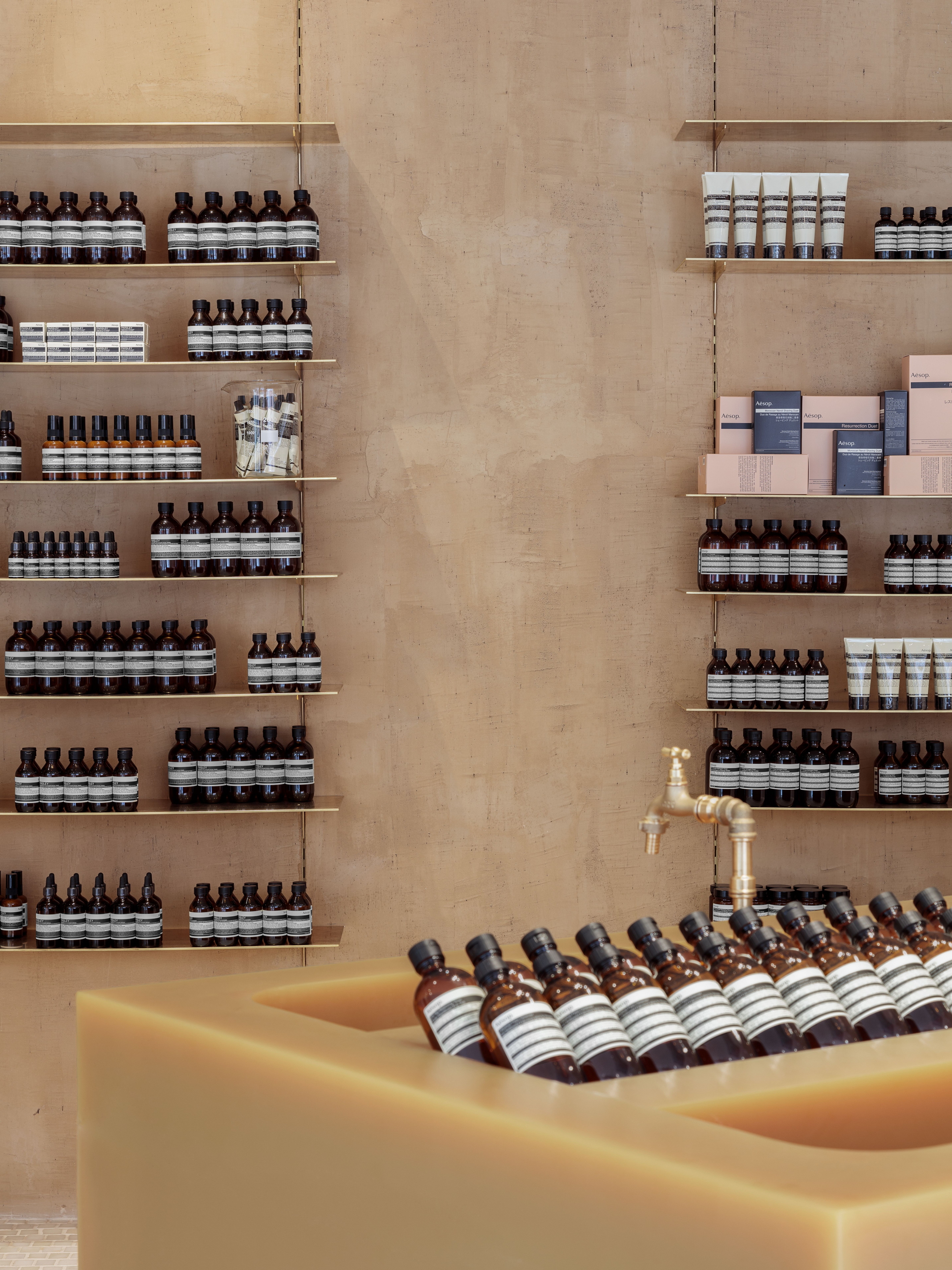 Matteo Brioni fine-grained clay plaster TerraVista wabi Custom color for Aesop store in Tolouse