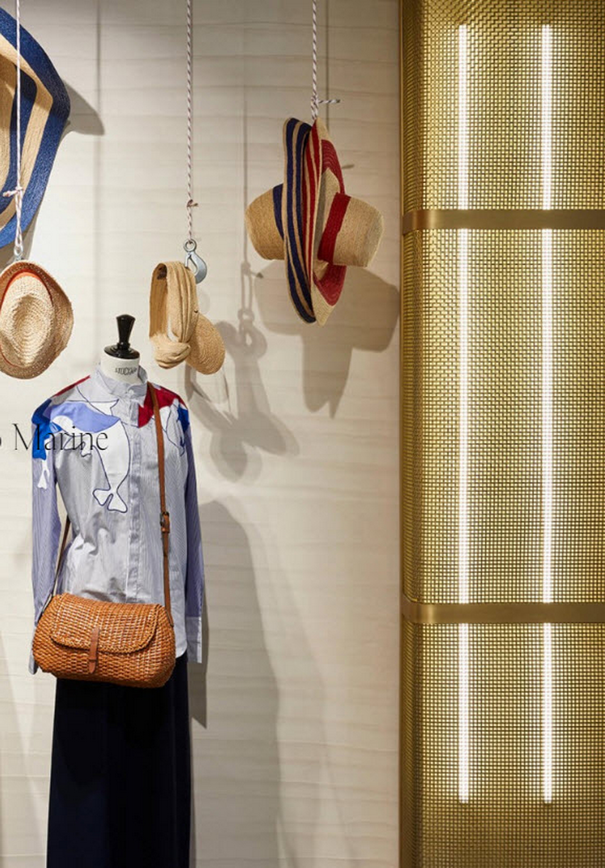 Matteo Brioni's textured clay plaster TerraEvoca 2 Layers Custom for Monaco Marine Merci boutique in Port Hercule, Monaco by Humbert and Poyet