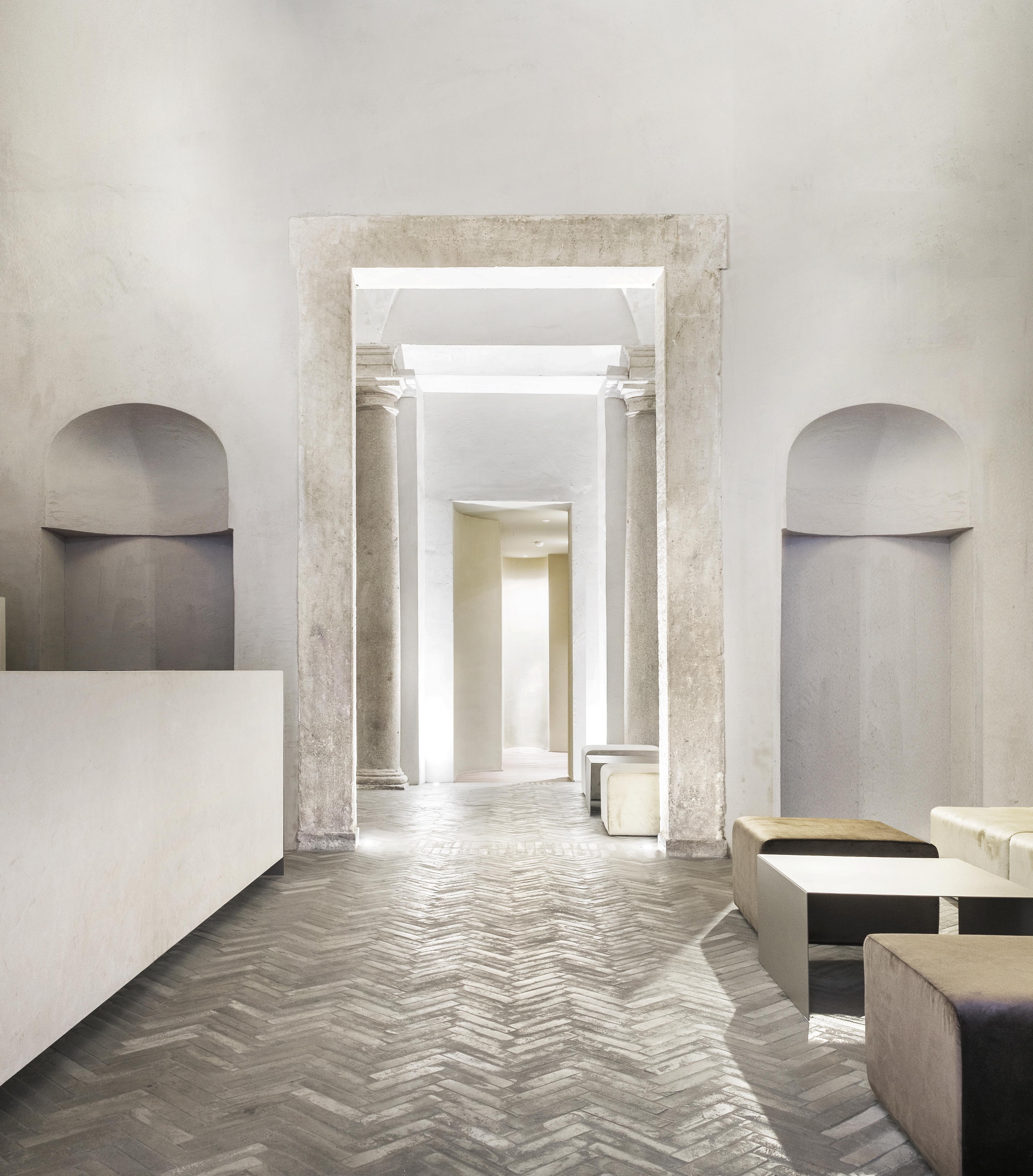 Hotel dei Barbieri a Roma by MORQ realizzato con MultiTerra Liscio Panna, foto di Giulio Aristide