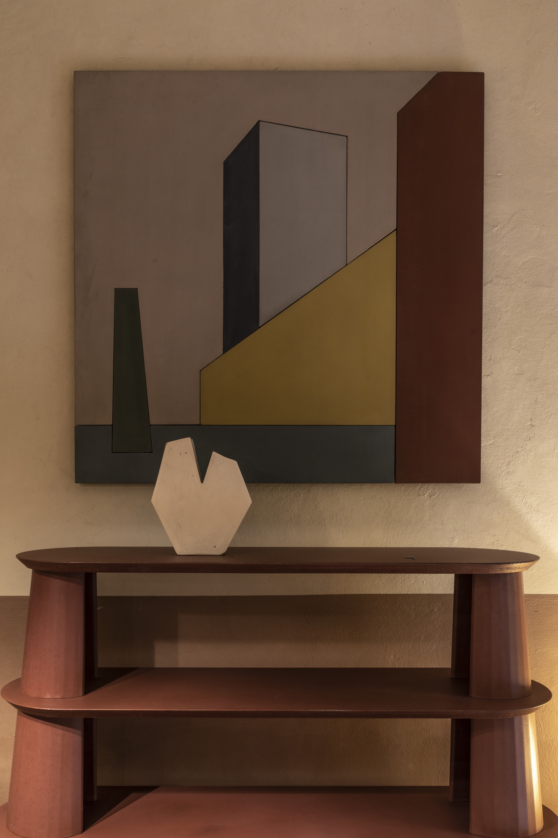 Pittura in argilla MATTEOBRIONI TerraSilk Strutturato nei colori Vinaccia e Panna applicato su pareti nel caffè del Circolo Filologico Milanese. Progetto a cura di Studio Irvine, foto di Ruy Teixeira