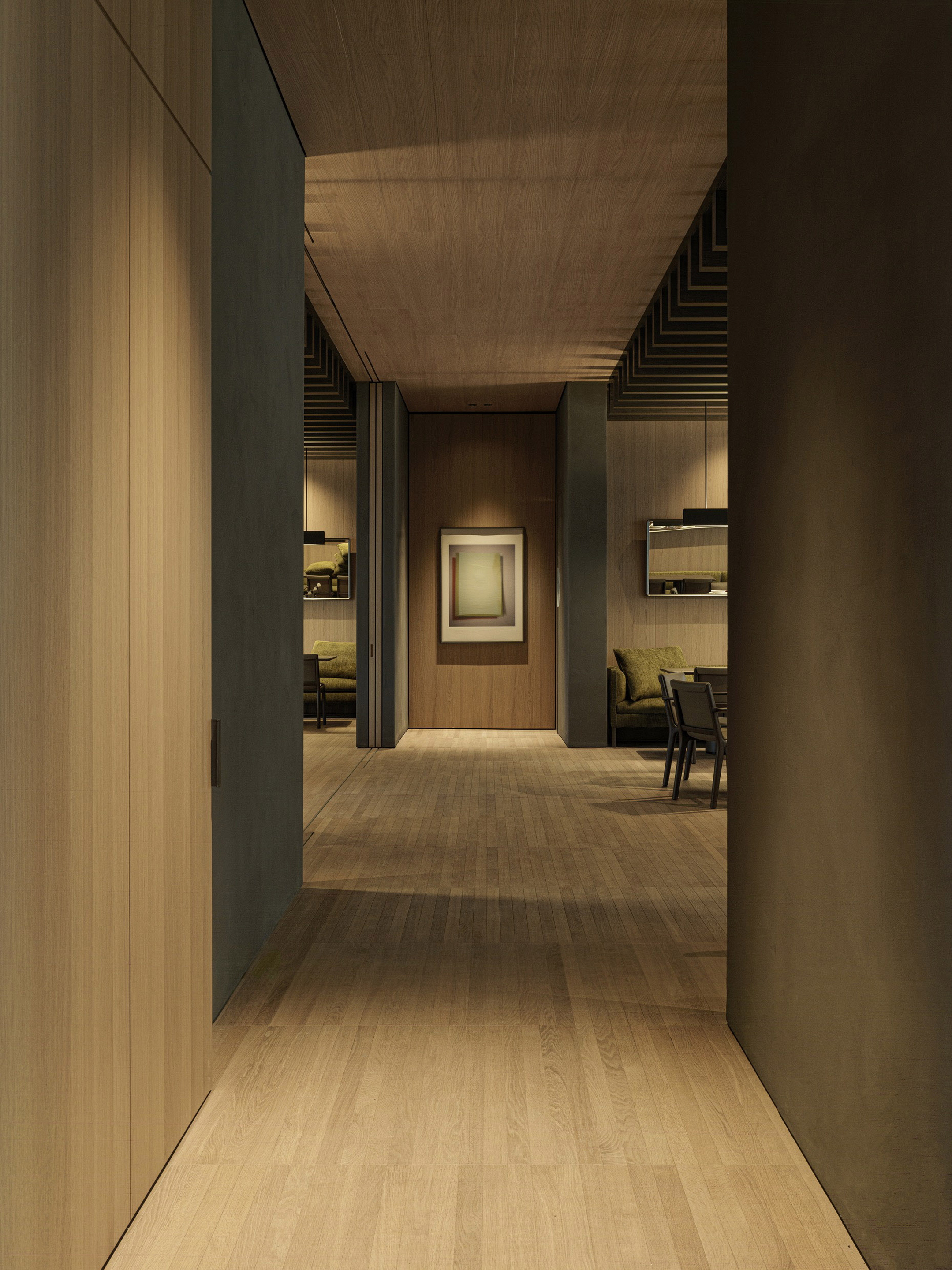 TerraVista Smooth Panna, Cacao and Polvere fine-grained clay finishing plaster for the interiors of the Molteni's headquarters expansion in Giussano. Project by Vincent Van Duysen. Photography: DSL Studio-Delfino Sisto Legnani