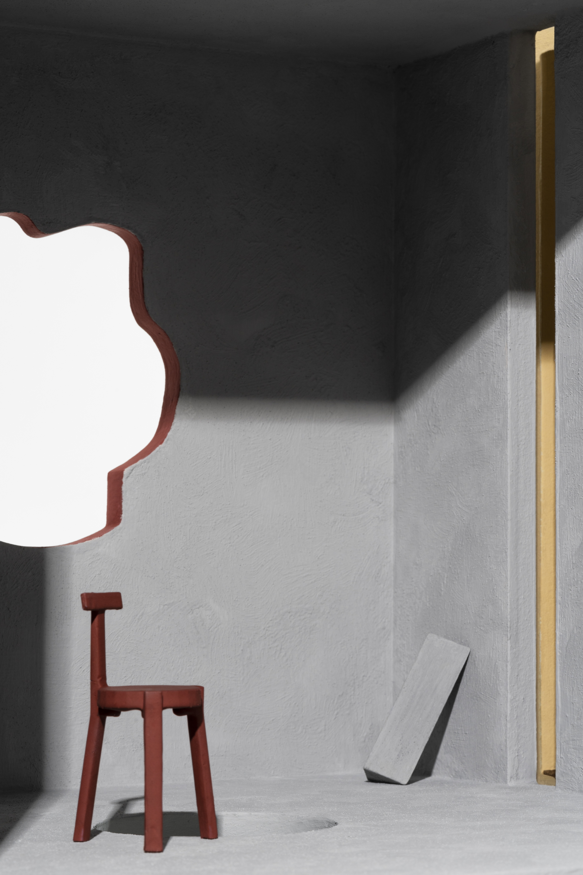 MATTEOBRIONI SkinClay powder paint applied to the surfaces of the Doll's house model designed by Studio Irvine. Photography by Delfino Sisto Legnani