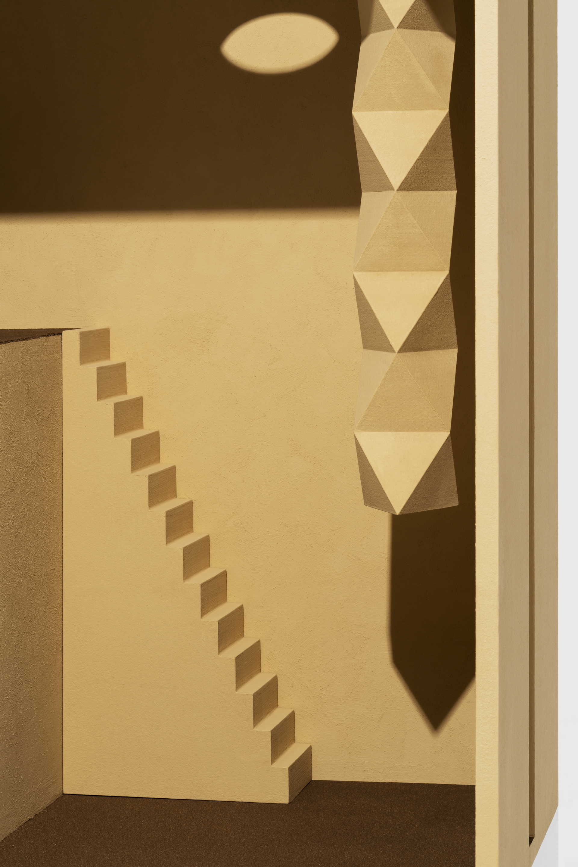 MATTEOBRIONI SkinClay powder paint applied to the surfaces of the Doll's house model designed by Studio Irvine. Photography by Delfino Sisto Legnani