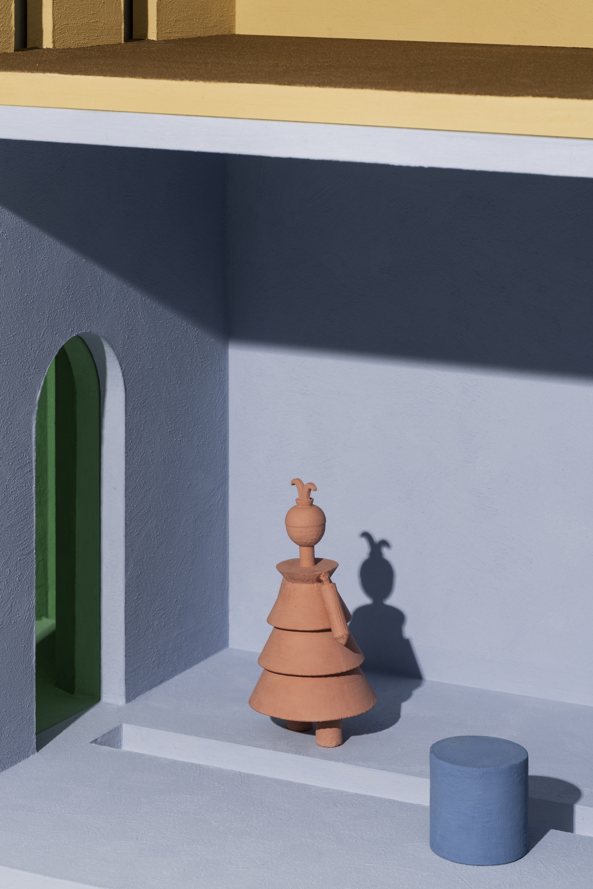 MATTEOBRIONI SkinClay powder paint applied to the surfaces of the Doll's house model designed by Studio Irvine. Photography by Delfino Sisto Legnani