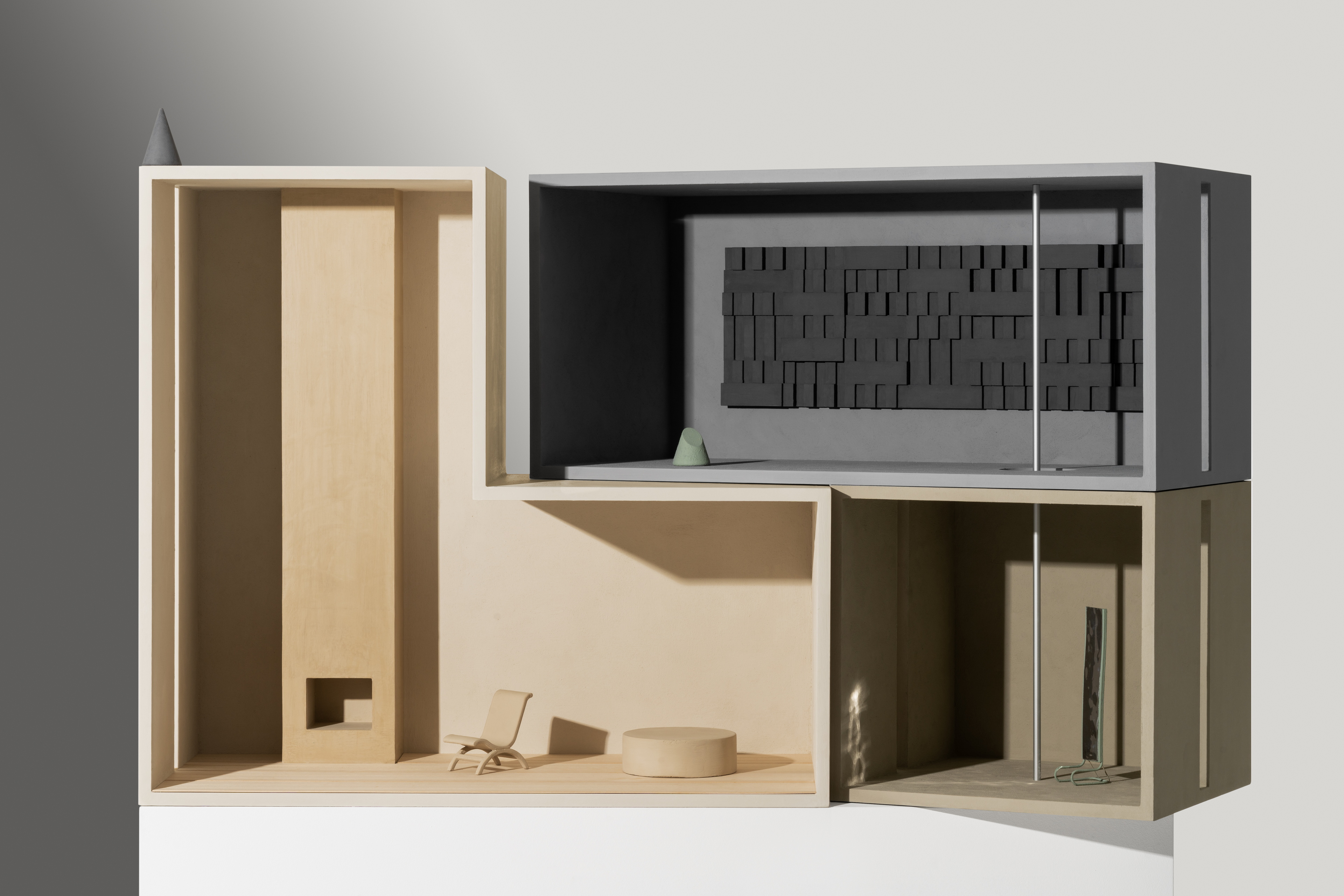 MATTEOBRIONI SkinClay powder paint applied to the surfaces of the Doll's house model designed by Studio Irvine. Photography by Delfino Sisto Legnani