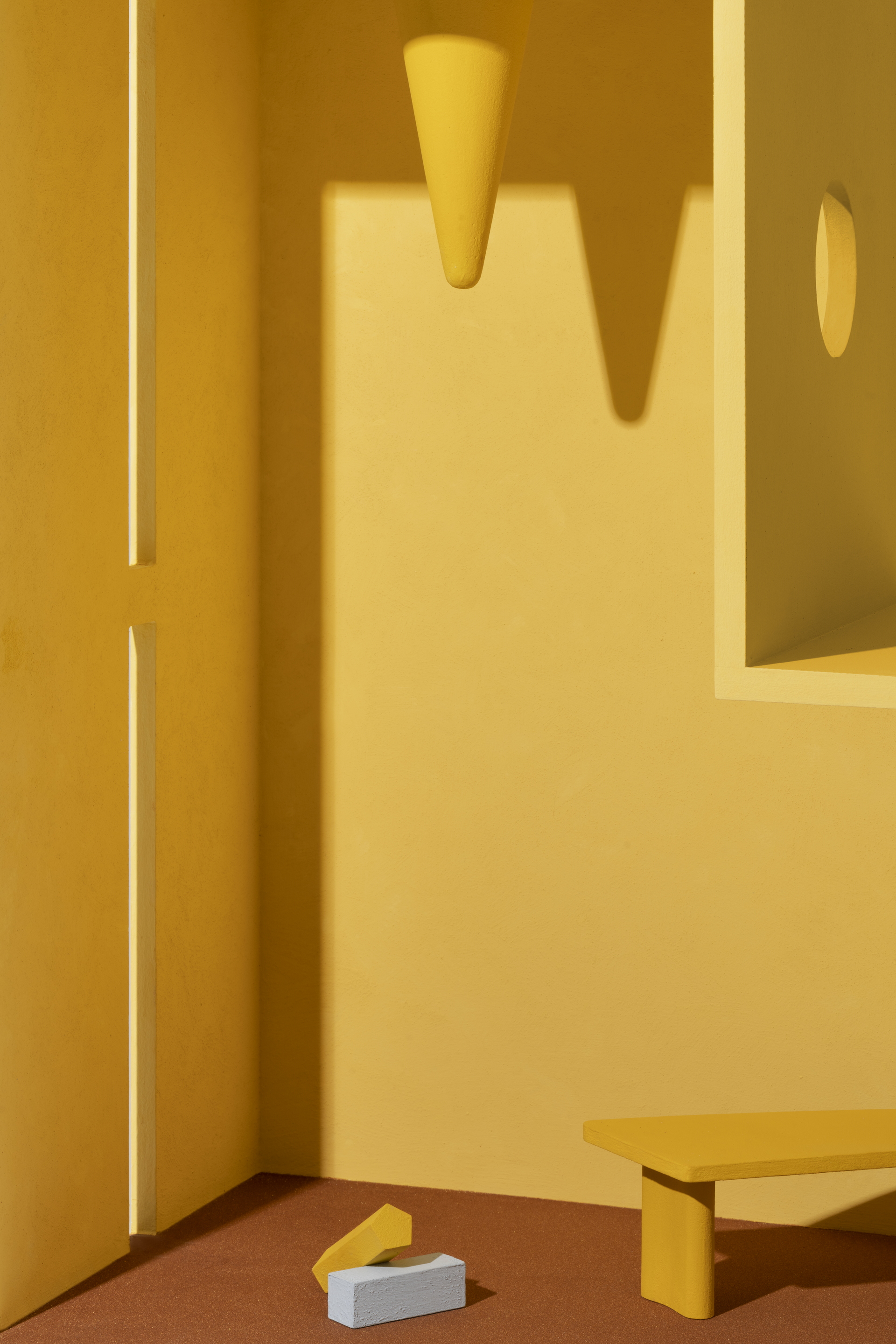 MATTEOBRIONI SkinClay powder paint applied to the surfaces of the Doll's house model designed by Studio Irvine. Photography by Delfino Sisto Legnani