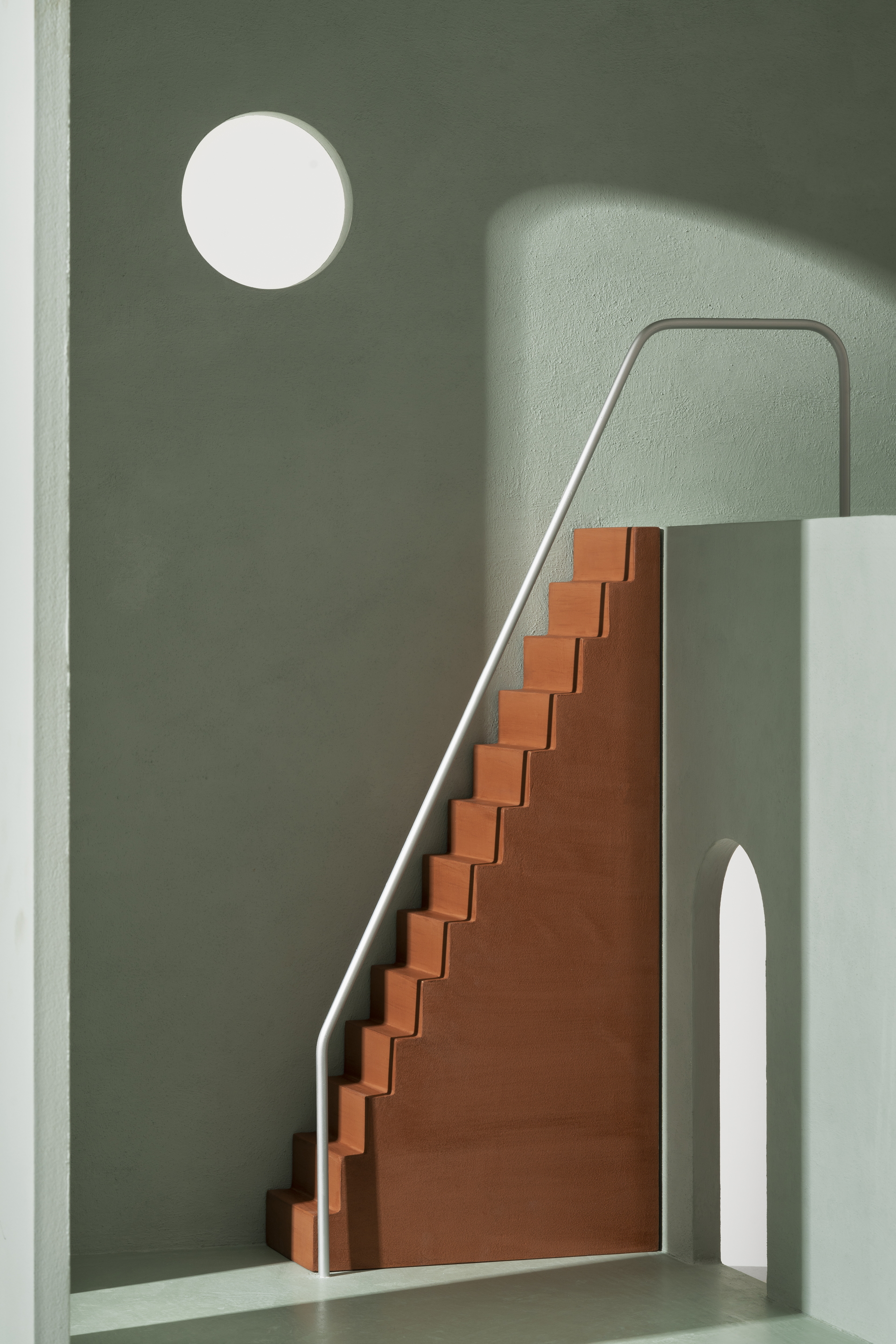 MATTEOBRIONI SkinClay powder paint applied to the surfaces of the Doll's house model designed by Studio Irvine. Photography by Delfino Sisto Legnani