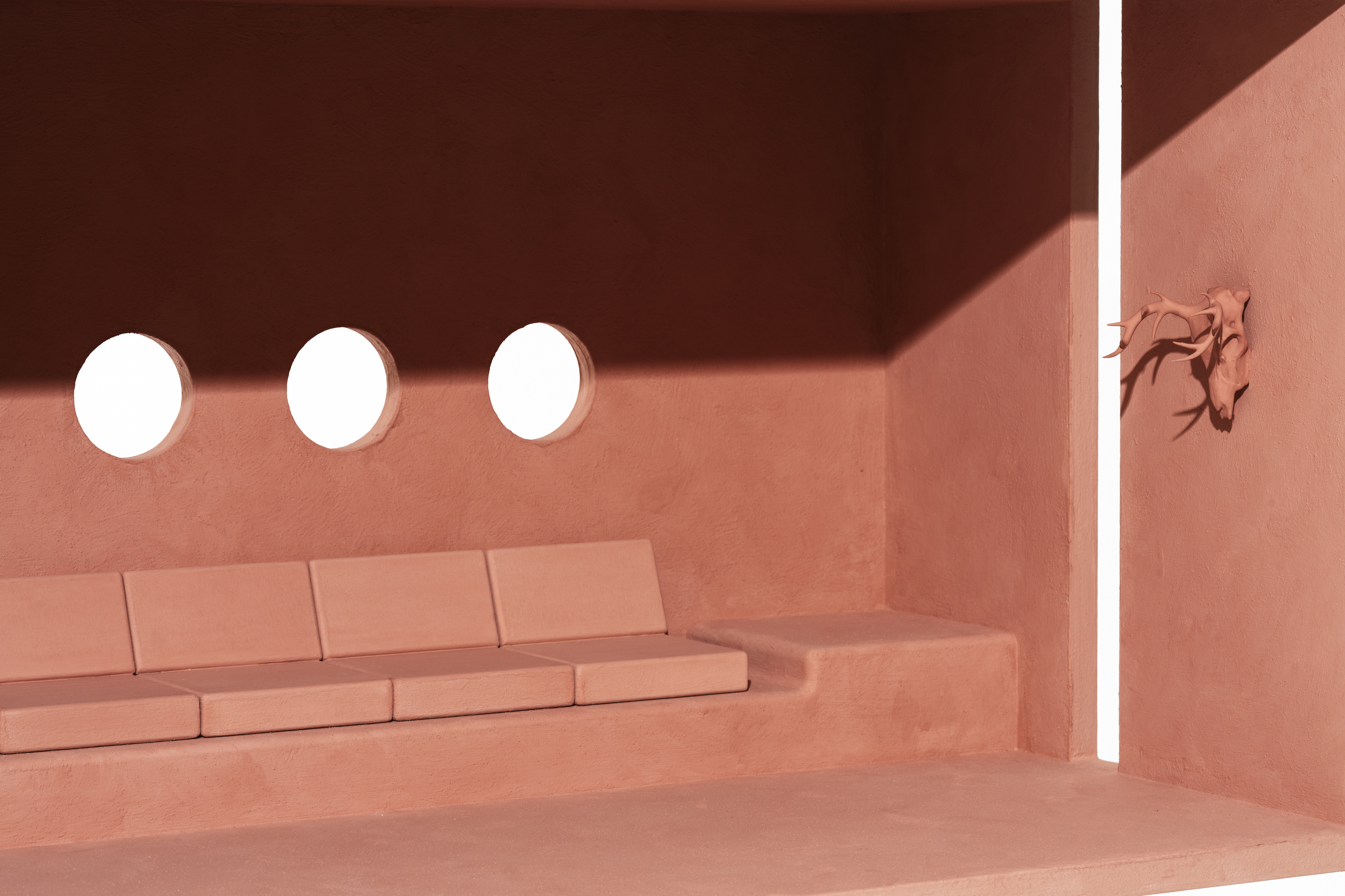 MATTEOBRIONI SkinClay powder paint applied to the surfaces of the Doll's house model designed by Studio Irvine. Photography by Delfino Sisto Legnani