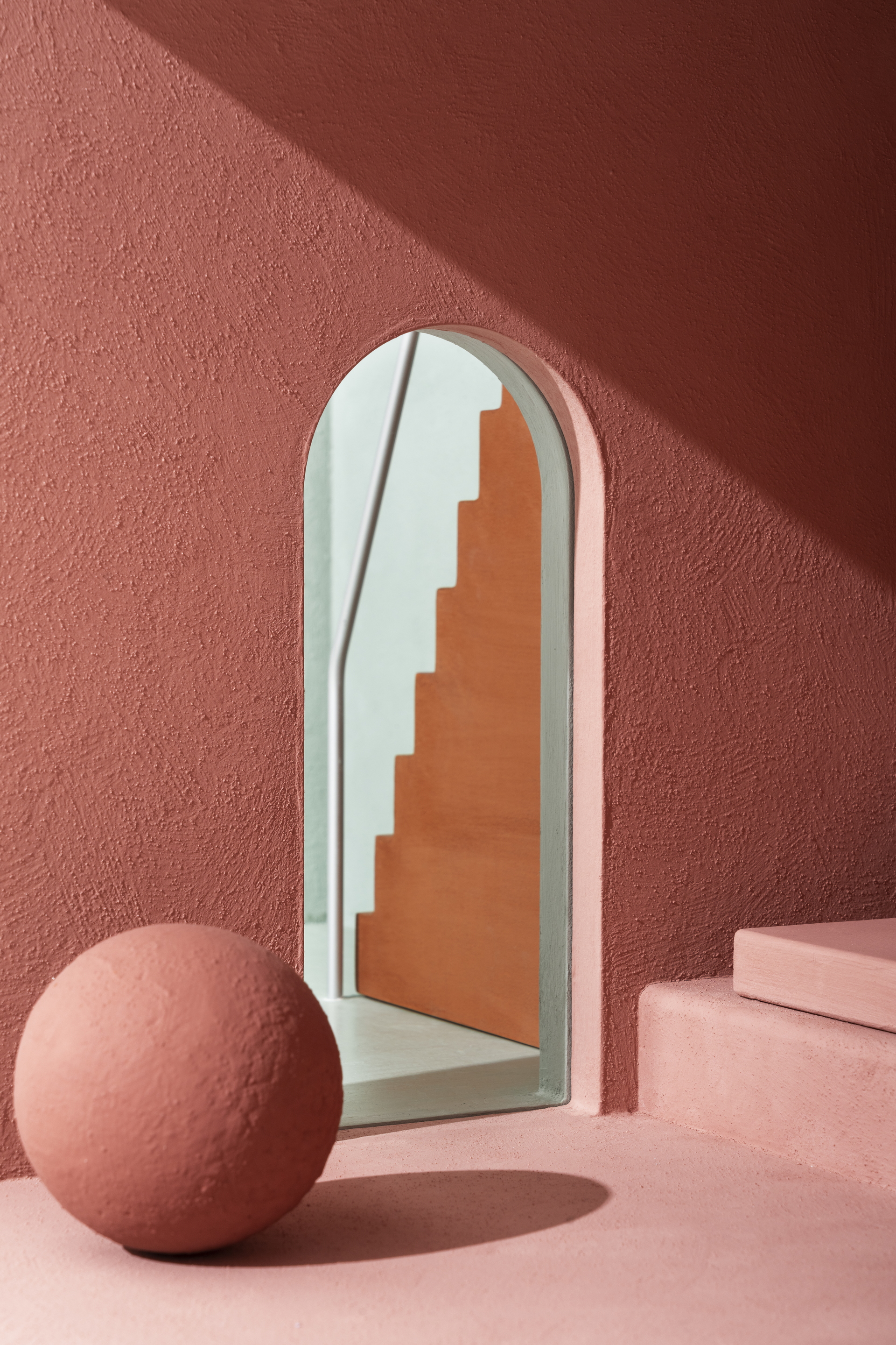 MATTEOBRIONI SkinClay powder paint applied to the surfaces of the Doll's house model designed by Studio Irvine. Photography by Delfino Sisto Legnani