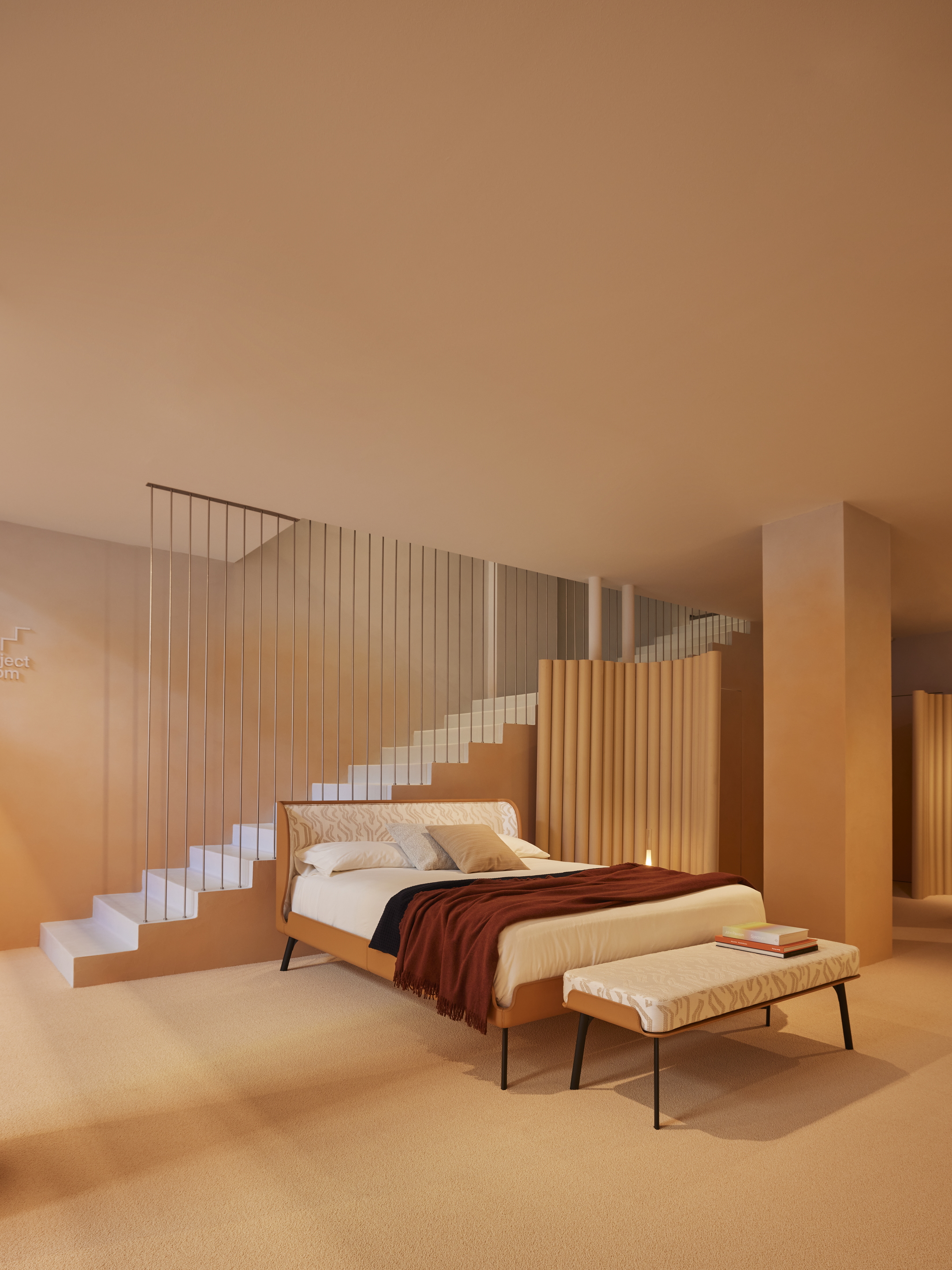 Pittura in argilla TerraSilk Liscio Custom e intonaco rinforzato di finitura in terra cruda TerraVista Plus Liscio, entrambi colori bespoke, per la showroom BolzanSpace a Milano. Progetto di Zanellato/Bortotto, fotografia di Omar Sartor