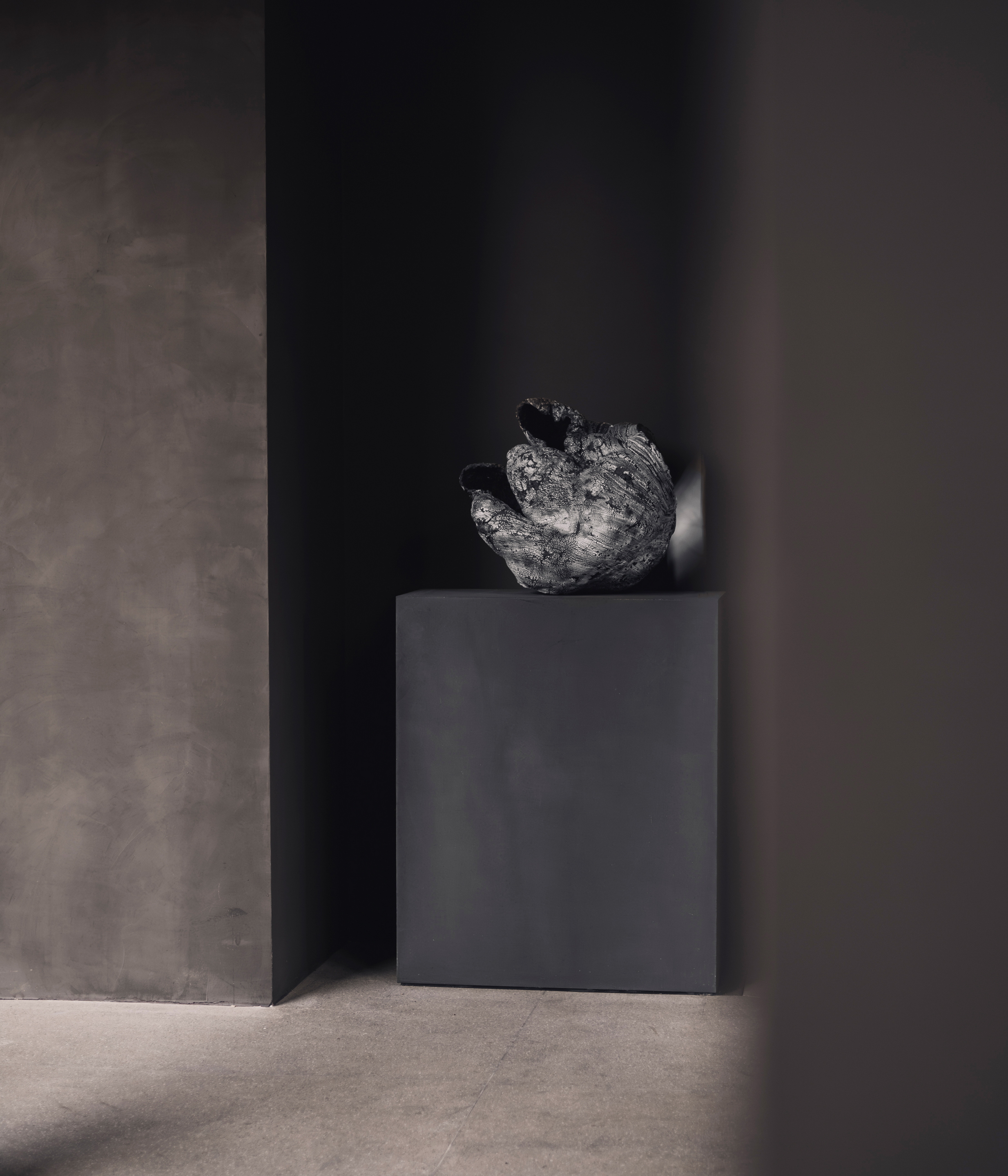 Perenni exhibition curated by Kalpa Art galleries hosted in the Molteni&#038;C Pavilion in Giussano whose surfaces are finished with MATTEOBRIONI clays. Fine-grained clay finishing plaster TerraVista Smooth Panna, Pepe Nero and Polvere for the Pavilion's interiors and TerraTon Wall Smooth Pepe Nero and Polvere finishing plaster based on natural pozzolans clay, cement and fine-grained mineral binders for its exteriors. Pavilion design by Vincent Van Duysen. Art Works by Federico Gori, Yoshimi Futamura and Marc Ricourt. Photography: Daniel Civetta