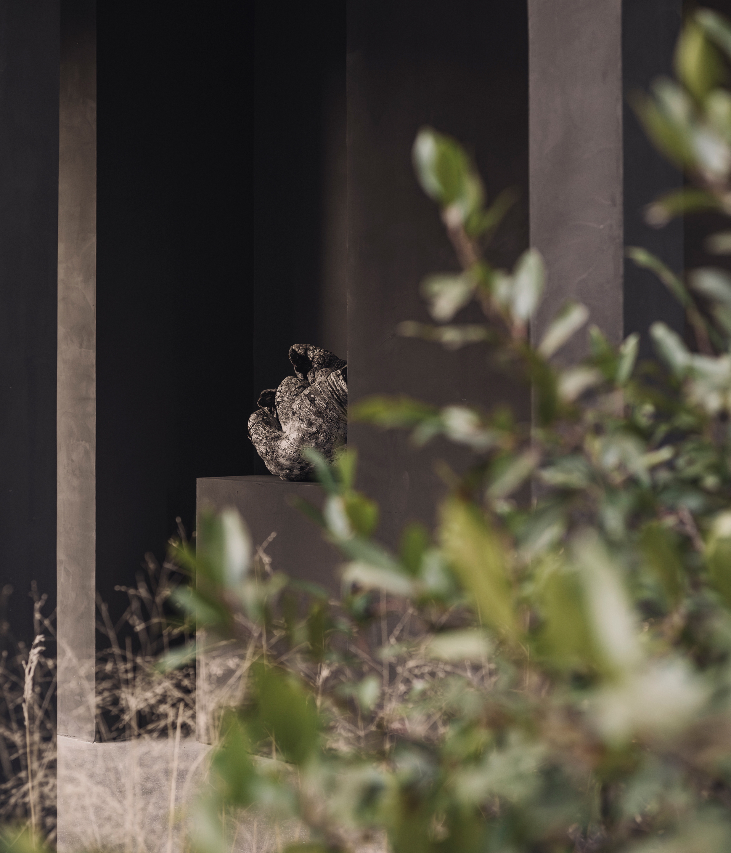 Perenni exhibition curated by Kalpa Art galleries hosted in the Molteni&#038;C Pavilion in Giussano whose surfaces are finished with MATTEOBRIONI clays. Fine-grained clay finishing plaster TerraVista Smooth Panna, Pepe Nero and Polvere for the Pavilion's interiors and TerraTon Wall Smooth Pepe Nero and Polvere finishing plaster based on natural pozzolans clay, cement and fine-grained mineral binders for its exteriors. Pavilion design by Vincent Van Duysen. Art Works by Federico Gori, Yoshimi Futamura and Marc Ricourt. Photography: Daniel Civetta